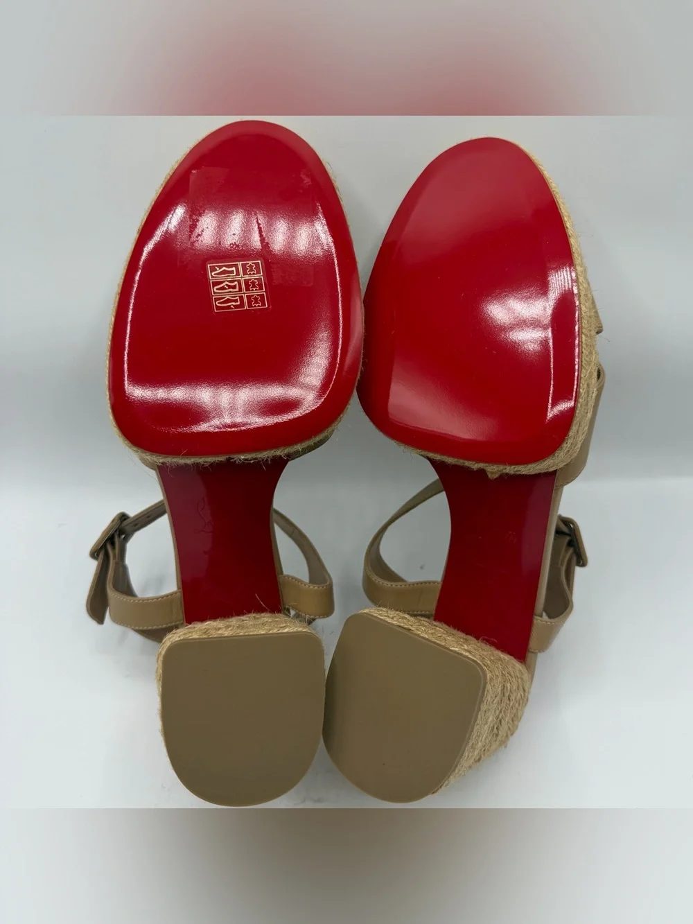 NIB Christian Louboutin Calakala 70 mm Toffee Tan Leather Platform Heel Pumps